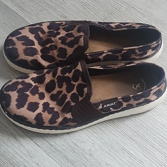 Ariat Brown Leopard Print Women's Sneakers - Picture 3 of 7